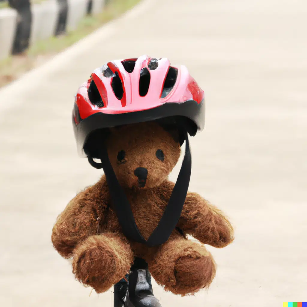 teddybär mit fahrradhelm